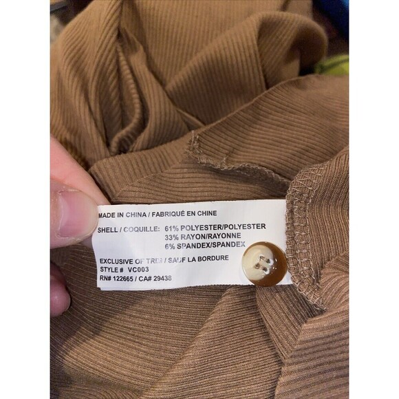 ANTHROPOLOGIE Anama Ribbed Cardigan Sweater Small Hi-Low Button Down Tan - Picture 11 of 11